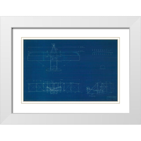 Wright Brothers Plane,Blueprint White Modern Wood Framed Art Print with Double Matting by Anonymous
