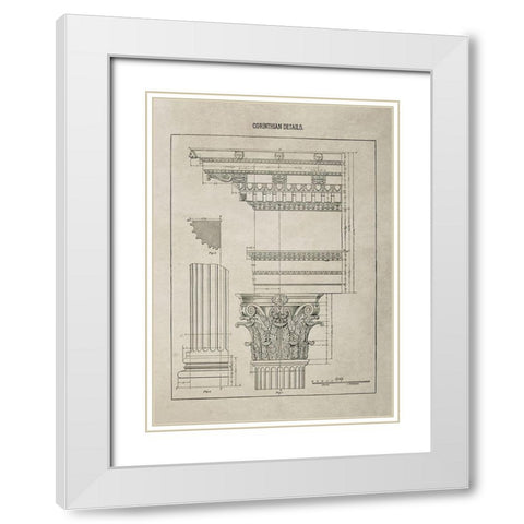 Corinthian Column Details  White Modern Wood Framed Art Print with Double Matting by Anonymous