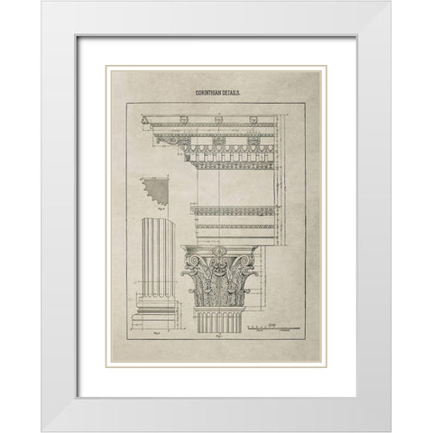 Corinthian Column Details  White Modern Wood Framed Art Print with Double Matting by Anonymous