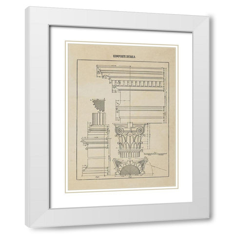 Composite Column Details  White Modern Wood Framed Art Print with Double Matting by Anonymous