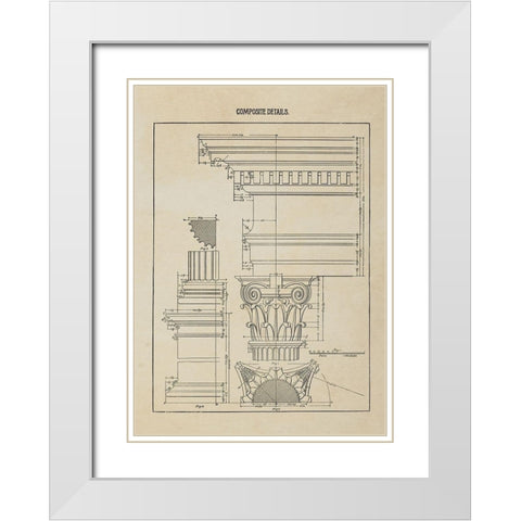 Composite Column Details  White Modern Wood Framed Art Print with Double Matting by Anonymous