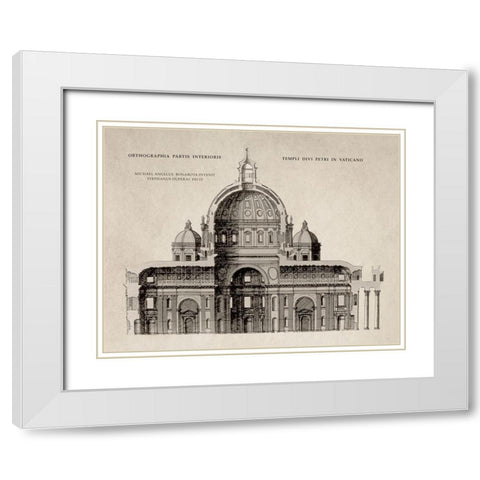 San Pietro by Michelangelo, Sepia White Modern Wood Framed Art Print with Double Matting by Michelangelo