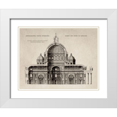 San Pietro by Michelangelo, Sepia White Modern Wood Framed Art Print with Double Matting by Michelangelo