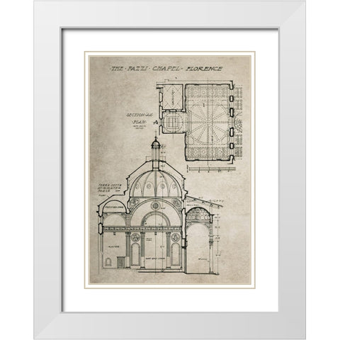 Italian Renaissance Architectural Section Chart Ib White Modern Wood Framed Art Print with Double Matting by Anonymous