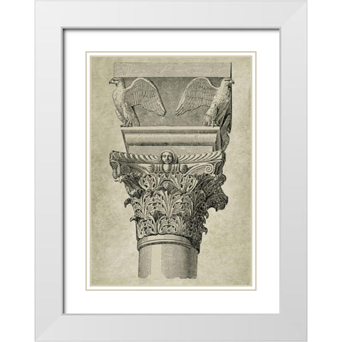 Italian Renaissance Column White Modern Wood Framed Art Print with Double Matting by Anonymous