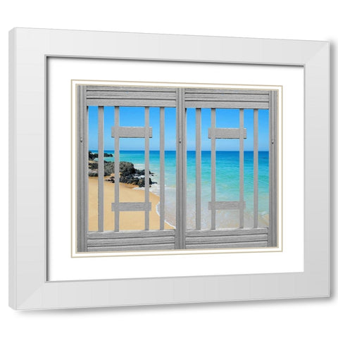 Ocean Window White Modern Wood Framed Art Print with Double Matting by Anonymous