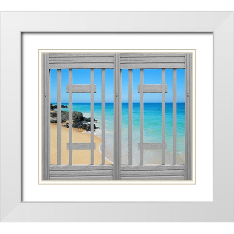 Ocean Window White Modern Wood Framed Art Print with Double Matting by Anonymous