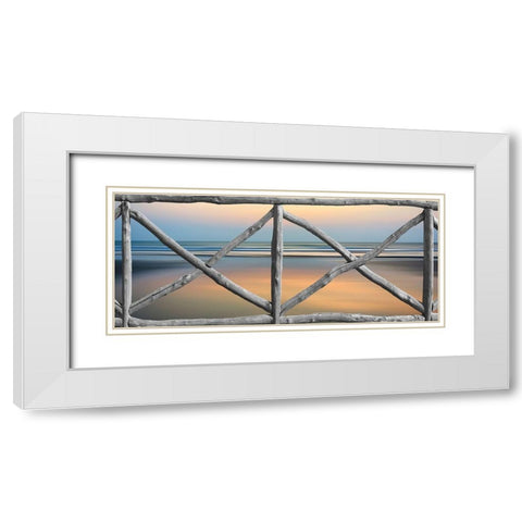 Looking Through the Railing White Modern Wood Framed Art Print with Double Matting by Anonymous