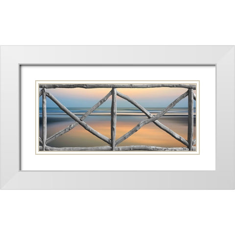 Looking Through the Railing White Modern Wood Framed Art Print with Double Matting by Anonymous