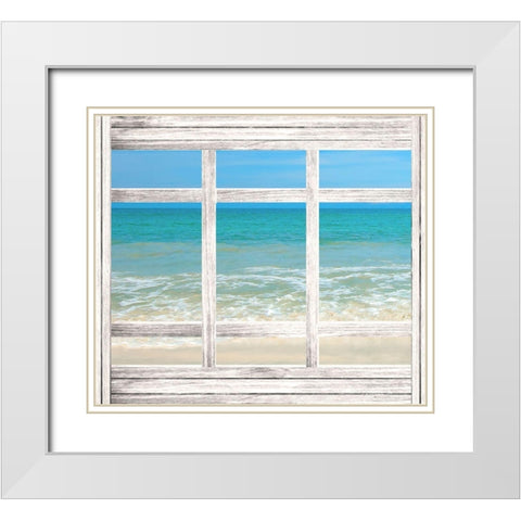 Vintage Ocean Window  White Modern Wood Framed Art Print with Double Matting by Anonymous