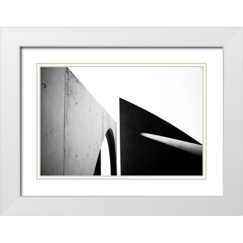 Architectural Abstract White Modern Wood Framed Art Print with Double Matting by Graciet, Stephane