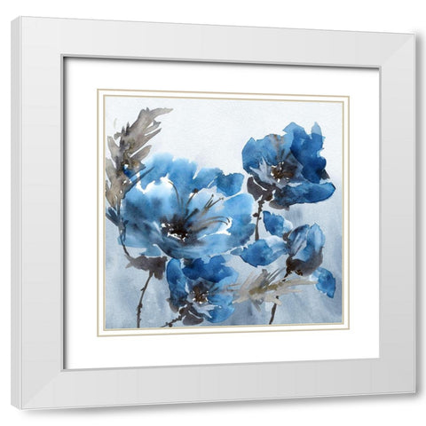 Watercolor Peony White Modern Wood Framed Art Print with Double Matting by Tarakanova, Olga