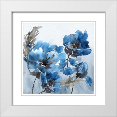 Watercolor Peony White Modern Wood Framed Art Print with Double Matting by Tarakanova, Olga
