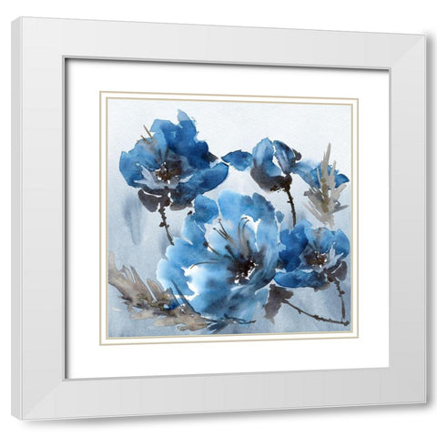 Watercolor Peony II White Modern Wood Framed Art Print with Double Matting by Tarakanova, Olga