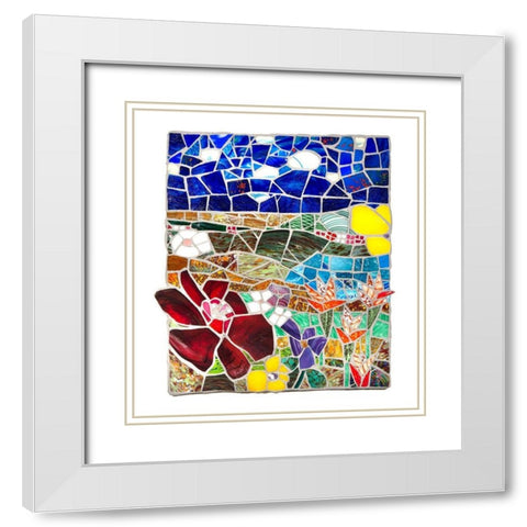 Floral Landscape at Noon White Modern Wood Framed Art Print with Double Matting by Mandell, Jonathan