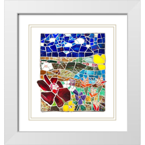 Floral Landscape at Noon White Modern Wood Framed Art Print with Double Matting by Mandell, Jonathan