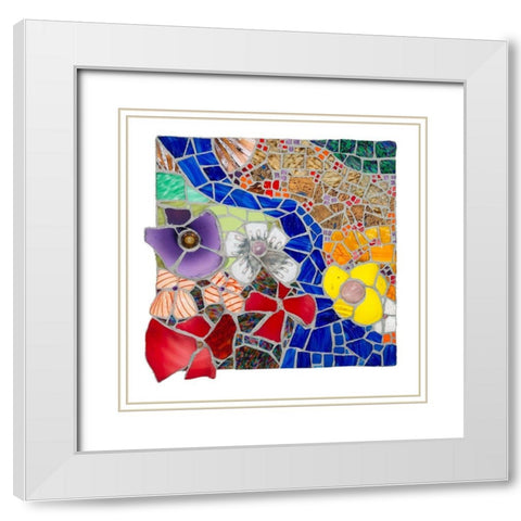 Floral Landscape with Meandering Stream White Modern Wood Framed Art Print with Double Matting by Mandell, Jonathan