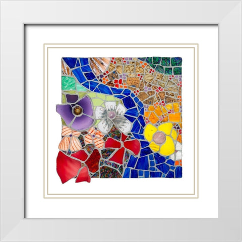 Floral Landscape with Meandering Stream White Modern Wood Framed Art Print with Double Matting by Mandell, Jonathan