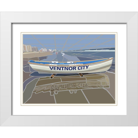 Ventnor City Beach Vista Scene White Modern Wood Framed Art Print with Double Matting by Mandell, Jonathan