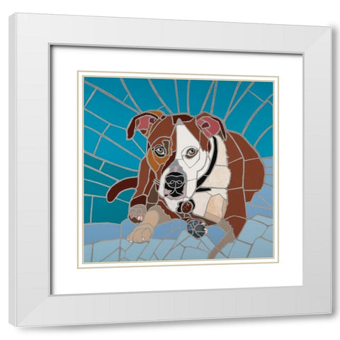 Pit Bull Portrait I White Modern Wood Framed Art Print with Double Matting by Mandell, Jonathan