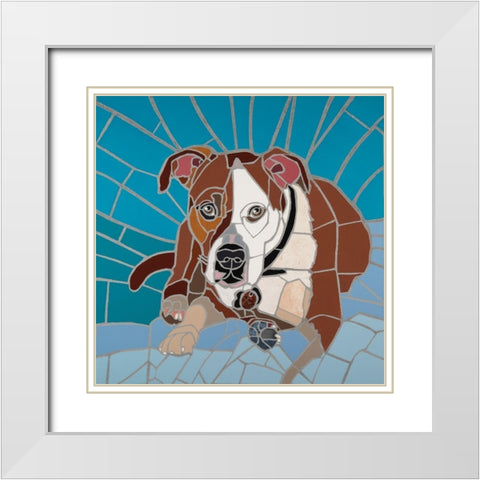 Pit Bull Portrait I White Modern Wood Framed Art Print with Double Matting by Mandell, Jonathan