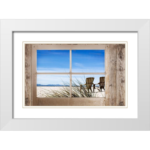 Window With a Beach View White Modern Wood Framed Art Print with Double Matting by Gould, Marilyn