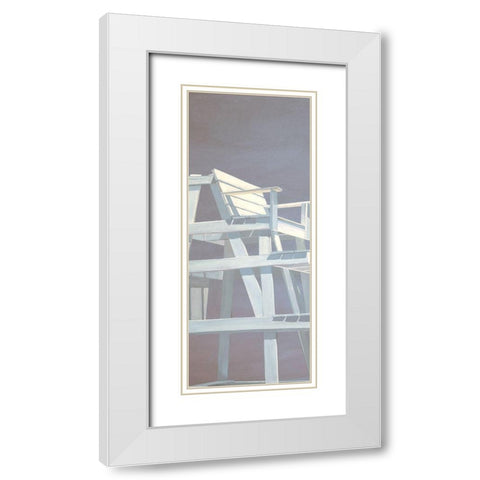 Life Guard Stand (grey) White Modern Wood Framed Art Print with Double Matting by Saxe, Carol