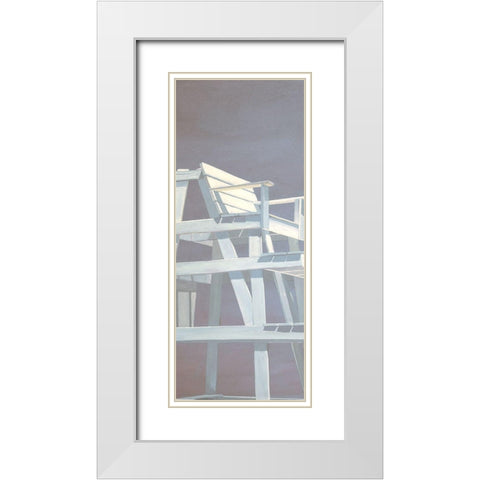 Life Guard Stand (grey) White Modern Wood Framed Art Print with Double Matting by Saxe, Carol