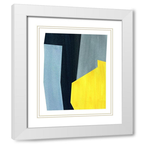 Yellow and Grey Abstract White Modern Wood Framed Art Print with Double Matting by Inuit