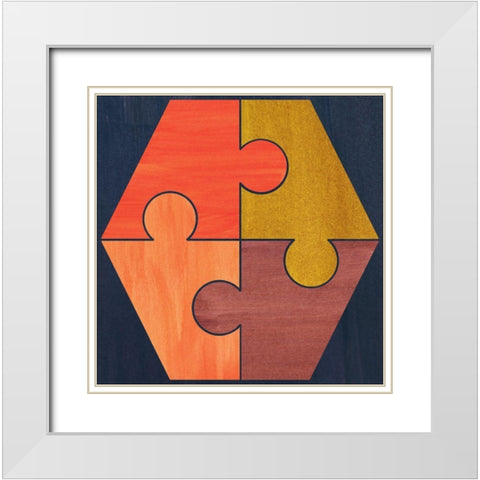 Patterned Hexagon White Modern Wood Framed Art Print with Double Matting by Inuit