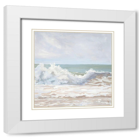 Atlantic Wave Burst White Modern Wood Framed Art Print with Double Matting by Casey, Anderson