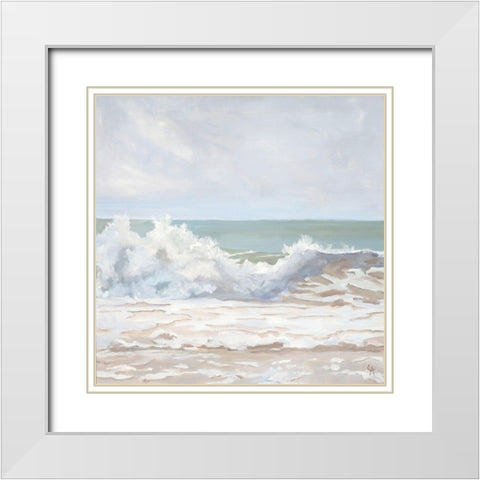 Atlantic Wave Burst White Modern Wood Framed Art Print with Double Matting by Casey, Anderson
