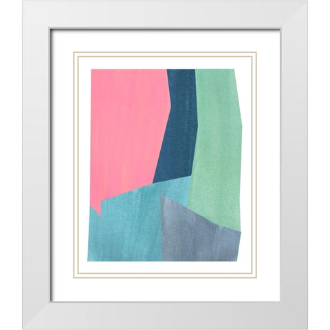 Pink and Grey Abstract  White Modern Wood Framed Art Print with Double Matting by Inuit