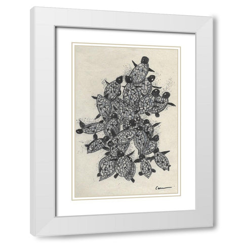 Turtles on the Beach White Modern Wood Framed Art Print with Double Matting by Carroccio, Lisa