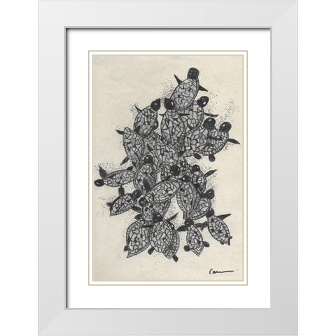 Turtles on the Beach White Modern Wood Framed Art Print with Double Matting by Carroccio, Lisa