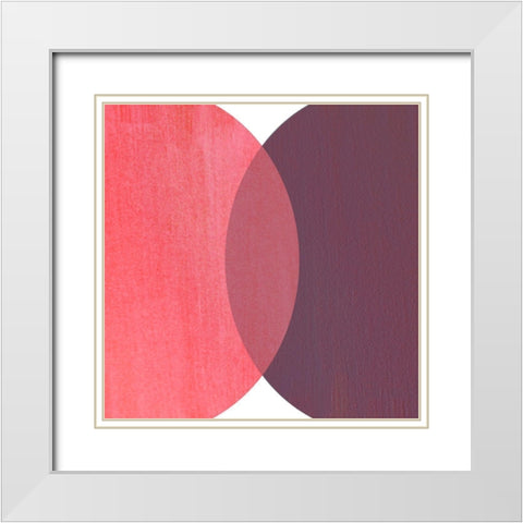 Abstract Circles Red White Modern Wood Framed Art Print with Double Matting by Inuit