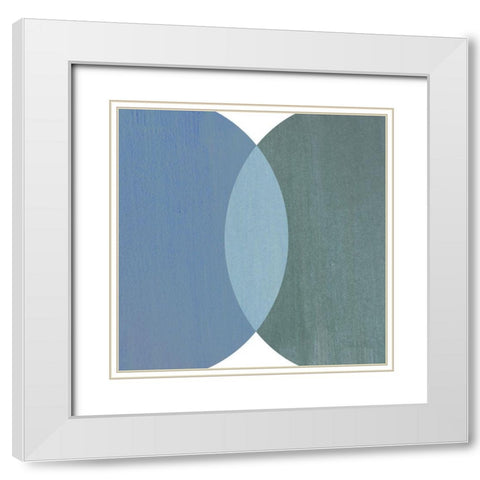 Abstract Circles Blue White Modern Wood Framed Art Print with Double Matting by Inuit