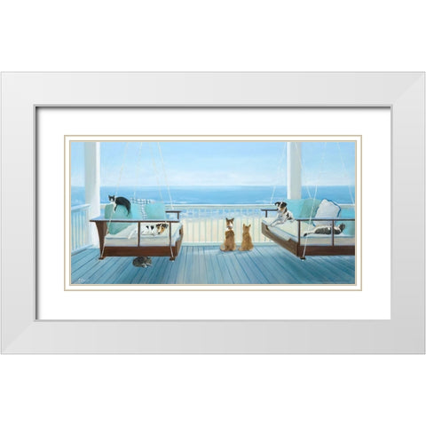 Hanging Out White Modern Wood Framed Art Print with Double Matting by Saxe, Carol