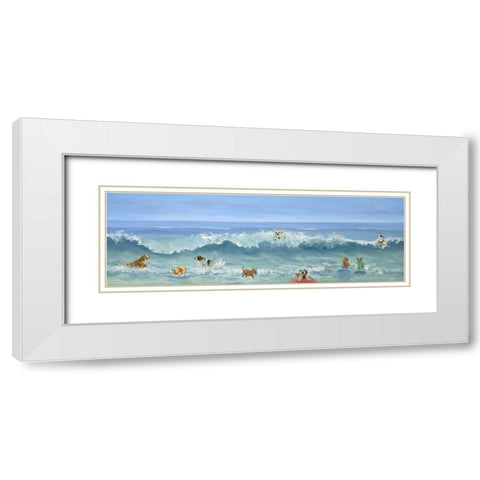 Beach Dogs White Modern Wood Framed Art Print with Double Matting by Saxe, Carol
