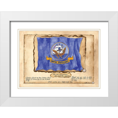 Navy Flag USA White Modern Wood Framed Art Print with Double Matting by Alexander, Natalie