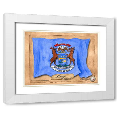 Michigan-Solo with background White Modern Wood Framed Art Print with Double Matting by Alexander, Natalie