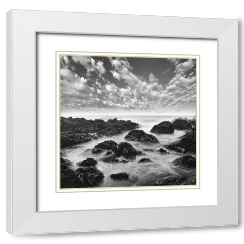 Ocean Seatide I White Modern Wood Framed Art Print with Double Matting by Anonymous