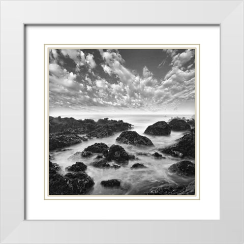 Ocean Seatide I White Modern Wood Framed Art Print with Double Matting by Anonymous