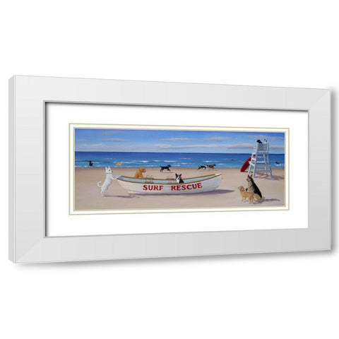 Surf Rescue White Modern Wood Framed Art Print with Double Matting by Saxe, Carol