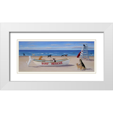 Surf Rescue White Modern Wood Framed Art Print with Double Matting by Saxe, Carol