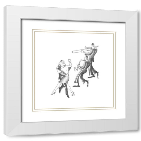 Swing to the Music White Modern Wood Framed Art Print with Double Matting by Vilar, Roger