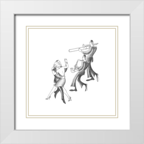 Swing to the Music White Modern Wood Framed Art Print with Double Matting by Vilar, Roger