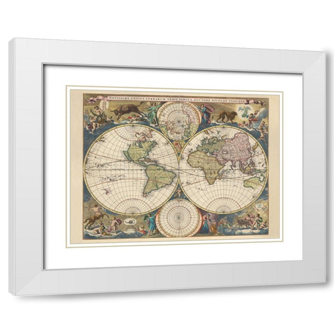 Terrarium Orbis Tabula White Modern Wood Framed Art Print with Double Matting by Visscher, Nicholas