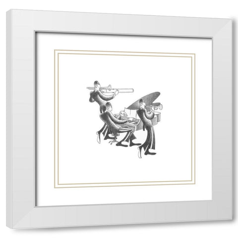 Jazz Evening White Modern Wood Framed Art Print with Double Matting by Vilar, Roger