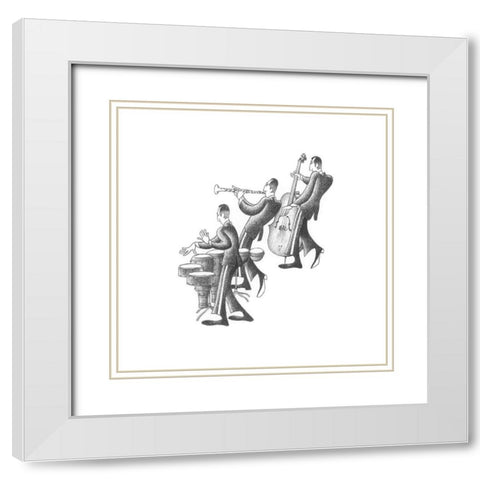Cuban Trio White Modern Wood Framed Art Print with Double Matting by Vilar, Roger